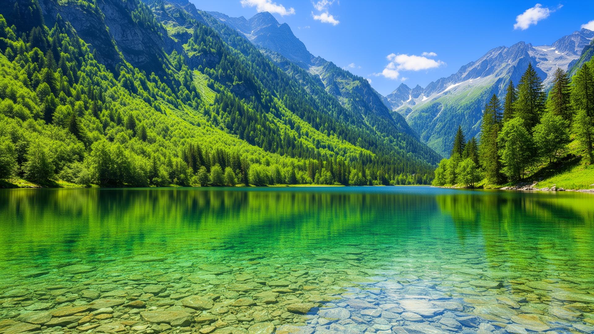 Tranquil alpine lake